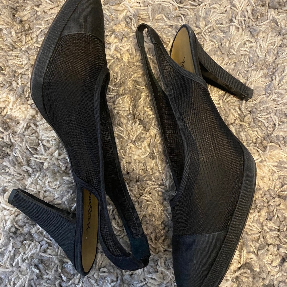 YSL navy and black pumps